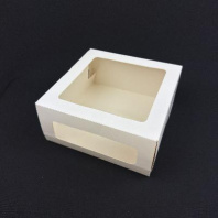 Короб для ТОРТОВ БЕЛЫЙ с двумя окнами 260х260х100мм 1шт OSQ Cake-II-Window