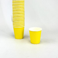 Стакан бумажный 110(130)мл ЖЁЛТЫЙ 50шт D=63, d=44, H=65мм 